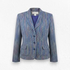 1990s Vintage Doncaster Multicolor Weave Tweed Blazer Jacket Size 8 USA Made